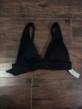 Women’s Black Aerie Ribbed Bikini Bathing Suit Top Medium